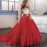 Girls Tulle Lace Long Dress For Wedding Birthday Christmas Parties