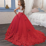 Girls Tulle Lace Long Dress For Wedding Birthday Christmas Parties