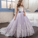 Girls Tulle Lace Long Dress For Wedding Birthday Christmas Parties