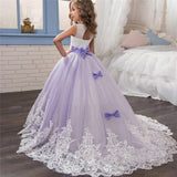 Girls Tulle Lace Long Dress For Wedding Birthday Christmas Parties