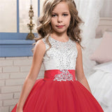 Girls Tulle Lace Long Dress For Wedding Birthday Christmas Parties