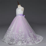 Girls Tulle Lace Long Dress For Wedding Birthday Christmas Parties