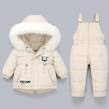 Kids Winter Down Coat Jacket & Jumpsuit Set