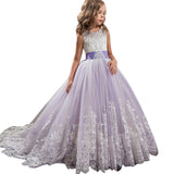 Girls Tulle Lace Long Dress For Wedding Birthday Christmas Parties