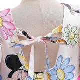 Mickey Minnie Mouse Daisy Cartoon Puff Sleeve Backless Dress