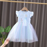 Elsa Frozen Cartoon Fashion Short Sleeve Party Dress