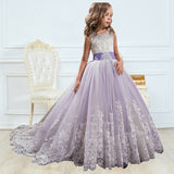 Girls Tulle Lace Long Dress For Wedding Birthday Christmas Parties