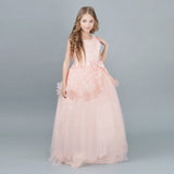 Girls Tulle Lace Long Dress For Wedding Birthday Christmas Parties