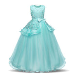 Girls Tulle Lace Long Dress For Wedding Birthday Christmas Parties