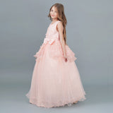 Girls Tulle Lace Long Dress For Wedding Birthday Christmas Parties