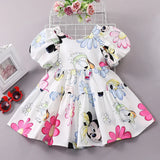 Mickey Minnie Mouse Daisy Cartoon Puff Sleeve Backless Dress