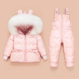 Kids Winter Down Coat Jacket & Jumpsuit Set