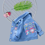 Girls Denim Mickey Minnie Mouse Flower Printed Jacket