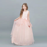 Girls Tulle Lace Long Dress For Wedding Birthday Christmas Parties