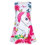 Unicorn Print Girls Party Dress