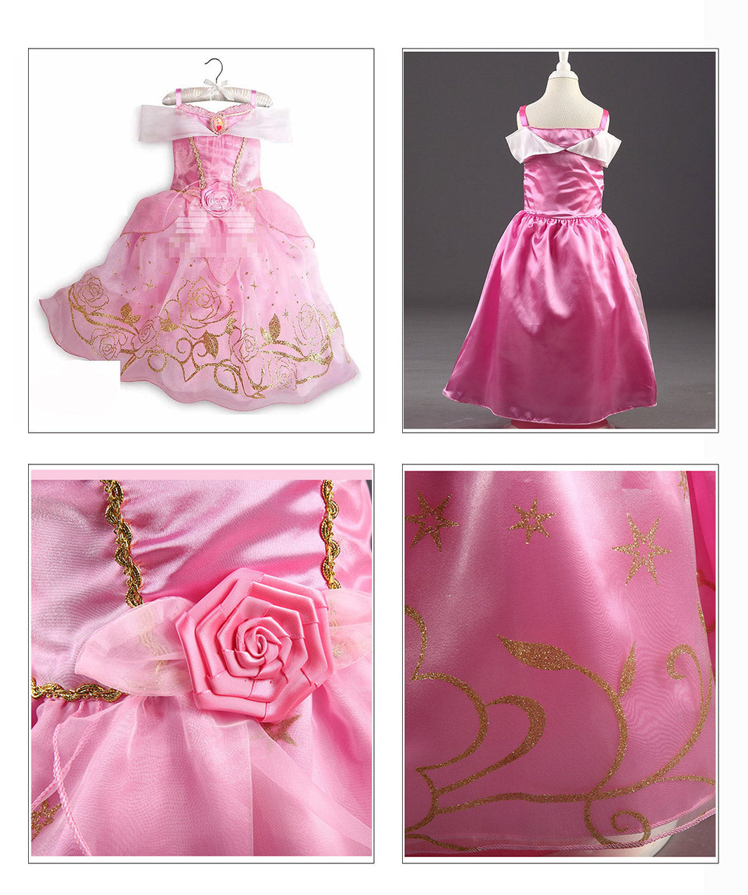 Girls Sleeping Beauty Dress Little Kids Aurora Princess Ball Gown Children  Fancy Party Prom Frocks