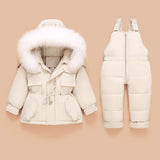 Kids Winter Down Coat Jacket & Jumpsuit Set