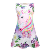 Unicorn Print Girls Party Dress