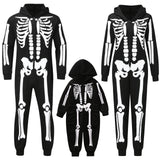 Skeleton Print Hooded Halloween Family Matching Costume