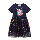 Girls Rainbow Princess Animal Pattern Party Dress