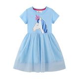 Girls Rainbow Princess Animal Pattern Party Dress