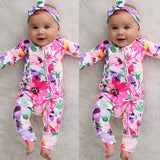 Floral Print Jumpsuit & Headband