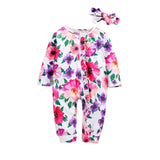 Floral Print Jumpsuit & Headband