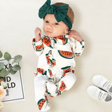 Watermelon Print Wrapped Foot Romper