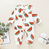 Watermelon Print Wrapped Foot Romper