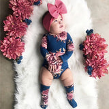 Long Sleeve Floral Romper with Socks