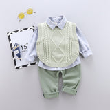 3 Pieces Long-Sleeve Shirt Sweater & Trousers Set