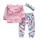 Cotton Long Sleeve Top/Pants/Headband Set