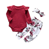 Cotton Long Sleeve Top/Pants/Headband Set