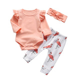 Cotton Long Sleeve Top/Pants/Headband Set