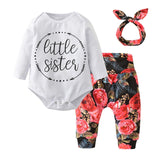 Cotton Long Sleeve Top/Pants/Headband Set