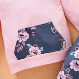 3 Piece Hoodie, Floral Print Pants & Headband Set