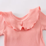 Pink Ruffle Bodysuit Top with Flower Pants & Headband