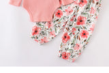 Pink Ruffle Bodysuit Top with Flower Pants & Headband