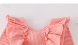 Pink Ruffle Bodysuit Top with Flower Pants & Headband