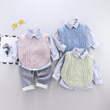 3 Pieces Long-Sleeve Shirt Sweater & Trousers Set