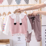 3 Pieces Long-Sleeve Shirt Sweater & Trousers Set