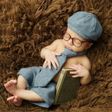 Newborn Baby Clothing Hat+Pants+Tie+Glasses Set